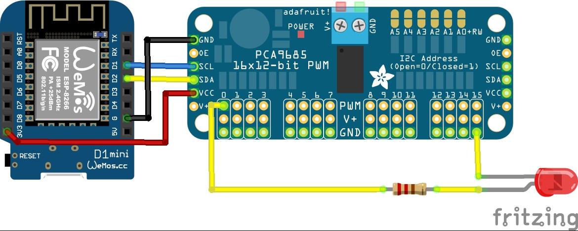 Optøjer antydning sikkert PCA9685 LED controller and ESP8266 example - esp8266 learning