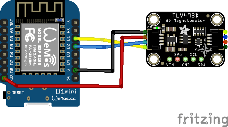 ESP8266 and TLV493D layout